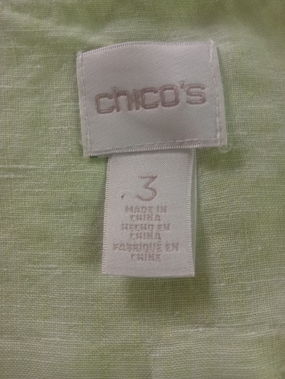 CHICO'S Linen Sleeveless Button Down Tunic Top/Dress In Lime | XL - Picture 13 of 13